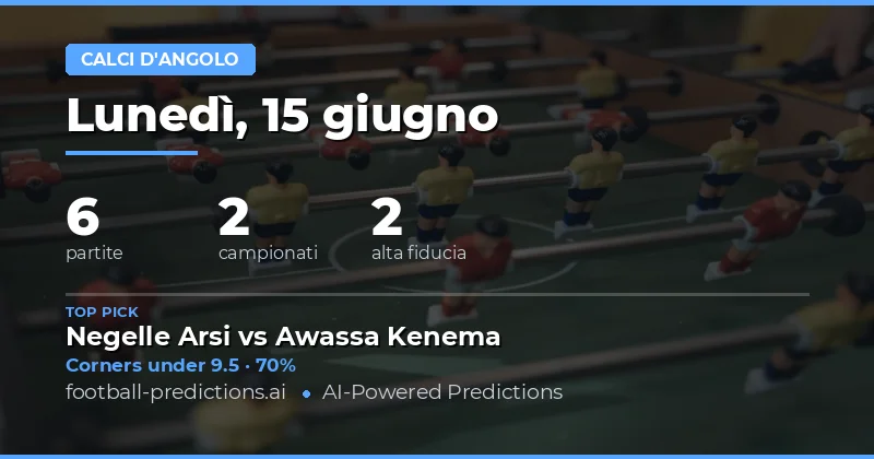 Top Corners O/U Picks per il 15 Giu 2026
