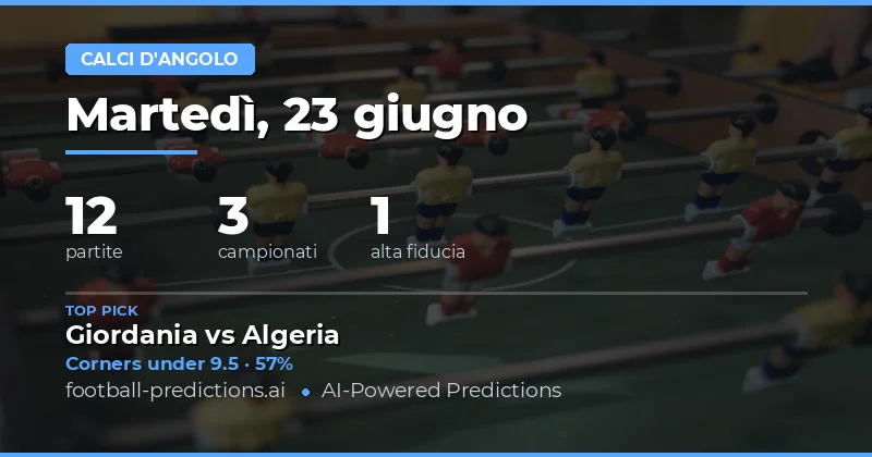 I Migliori Pronostici Corners O/U (23 Giu 2026)