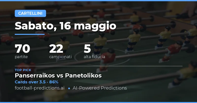 Piano delle Scommesse sui Cartellini Gialli del 16 Maggio 2026