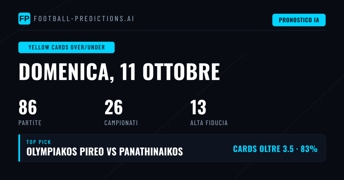 Top O/U Cartellini Gialli Picks — 11 Ottobre 2026