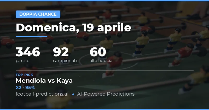 Pronostici Doppia Chance del 19 aprile 2026