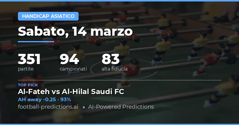 Handicap asiatico: pronostici 14 marzo 2026