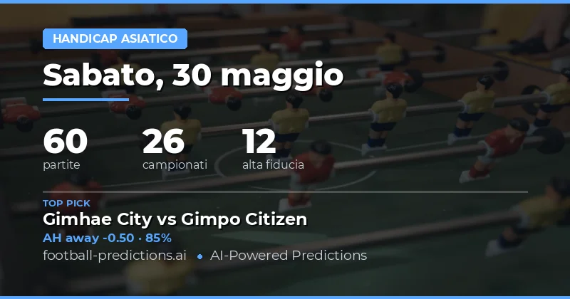 Pronostici Asian Handicap per il 30 Maggio 2026