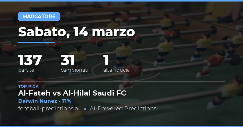 marzocatori: pronostici 14 marzo 2026