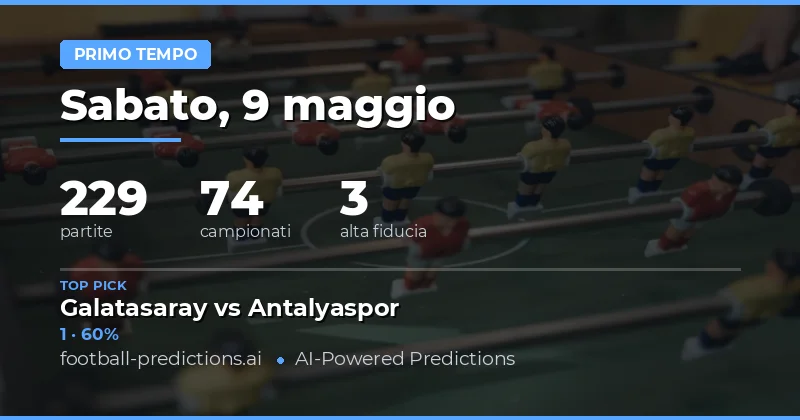 Pronostici Risultato Primo Tempo 9 Maggio 2026