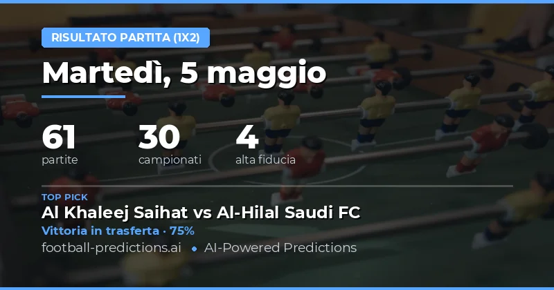 Pronostici 1X2 per la Giornata del 5 Maggio 2026