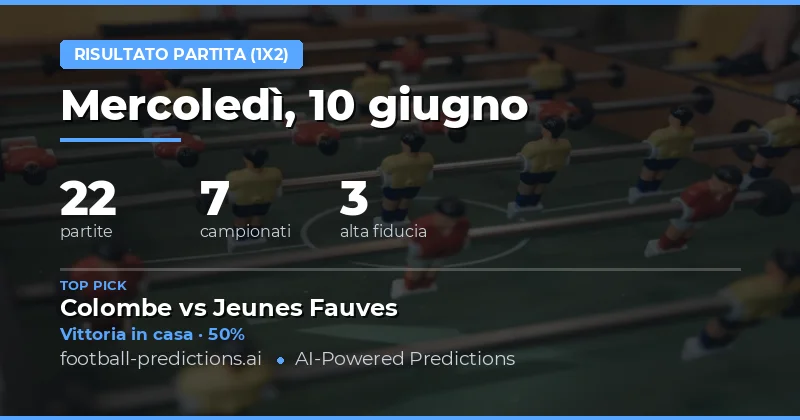I Migliori Pronostici 1X2 per il 10 Giu 2026
