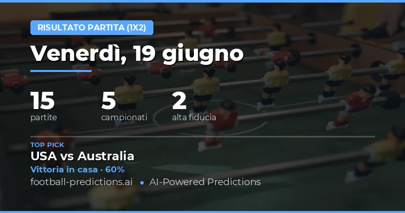 Top Match Result (1X2) Pick del 19 Giugno 2026