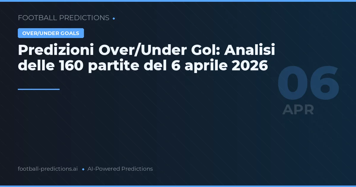 Predizioni Over/Under Gol: Analisi delle 160 partite del 6 aprile 2026