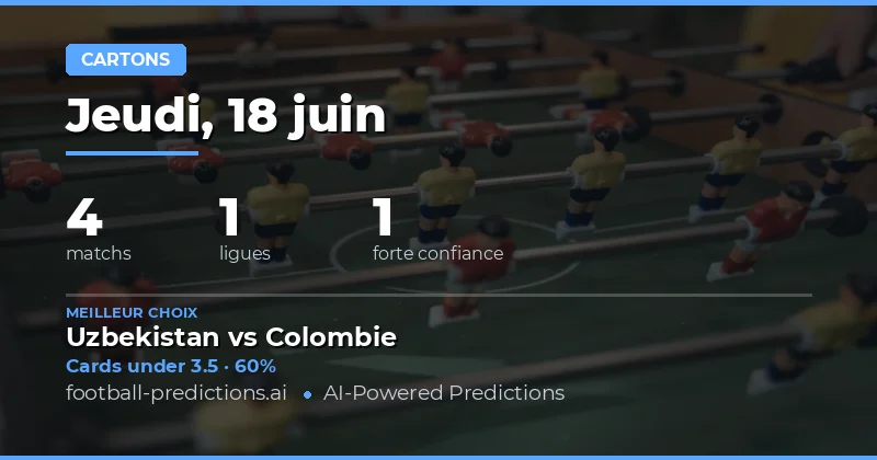 Top Yellow Cards Over/Under Picks pour le 18 Jun 2026