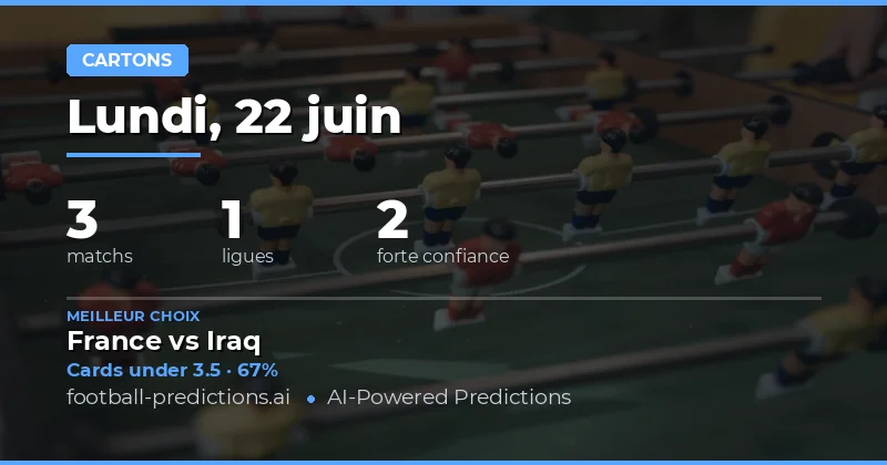 Top Yellow Cards Over/Under Picks pour le 22 Jun 2026