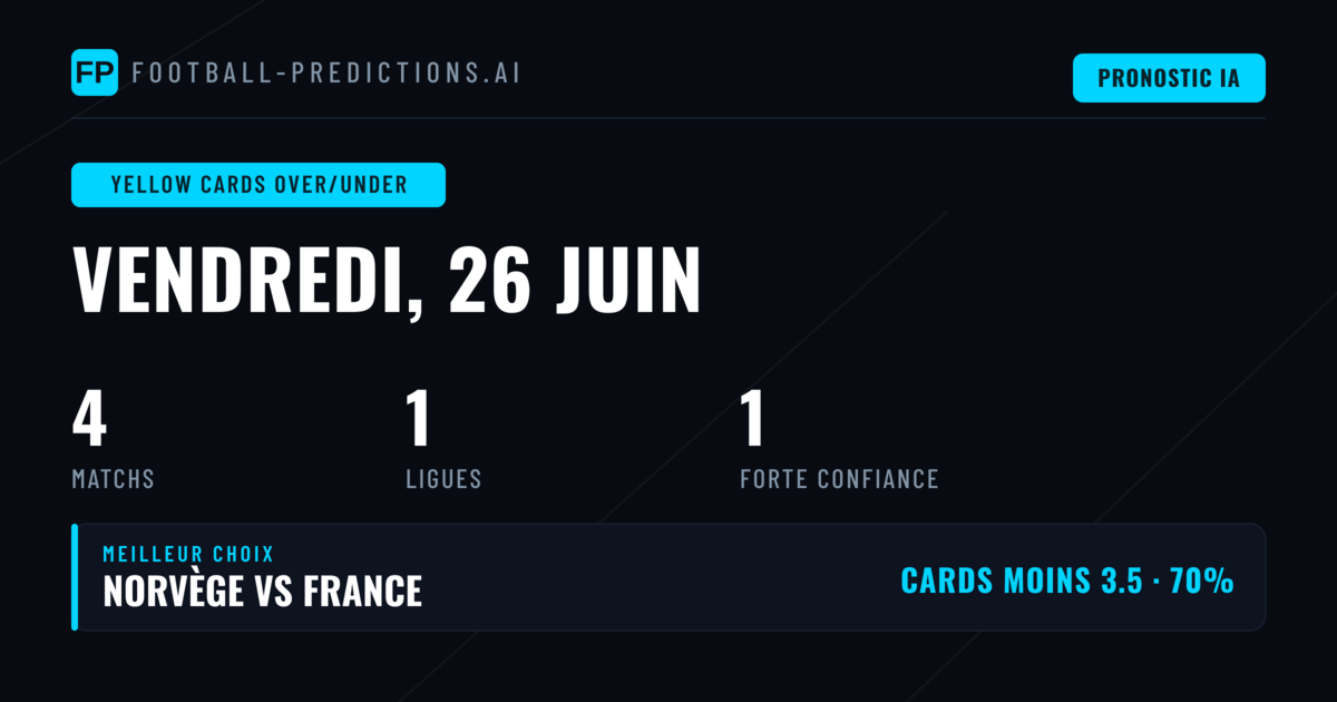 Meilleurs Paris Cartons Jaunes O/U — 26 juin 2026