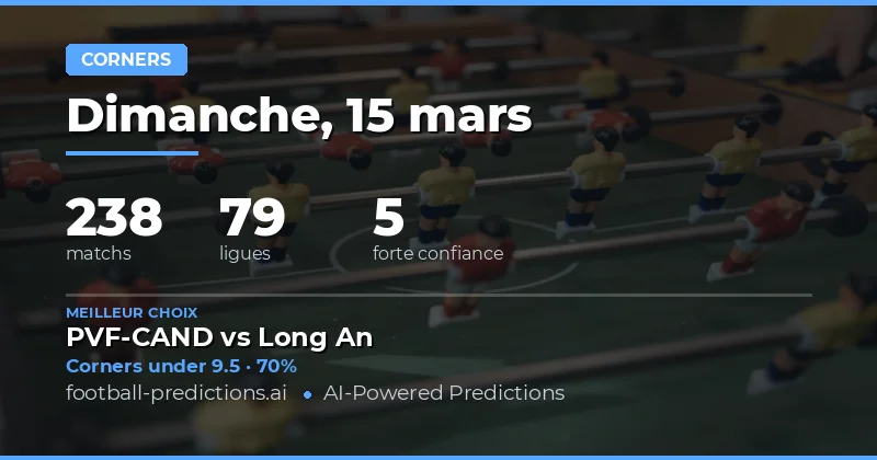 Corners: pronostics 15 mars 2026