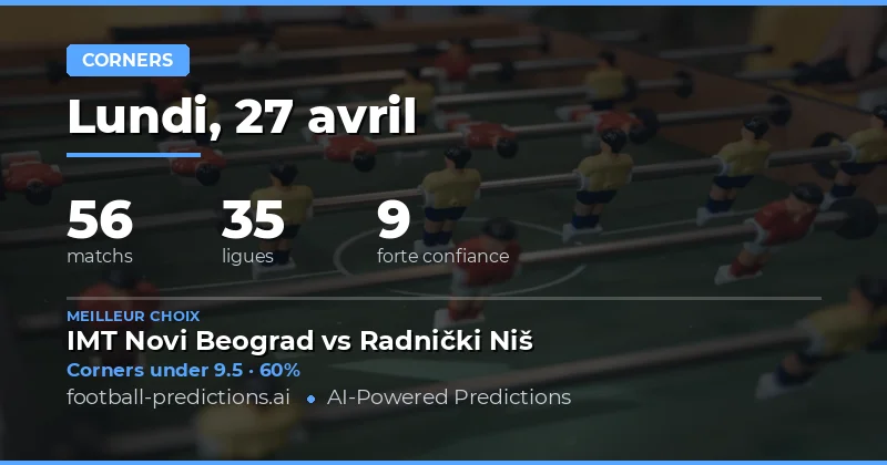 Corners — Pronostics & Conseils Foot — Lundi, 27 avril, 2026