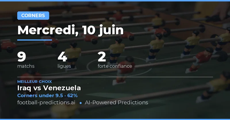Meilleures Pronostics Corners O/U pour le 10 Juin 2026