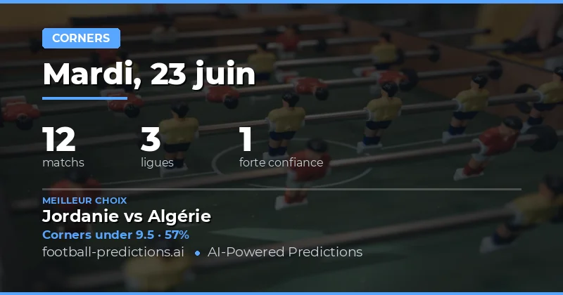 Meilleurs pronostics O/U Corners — 23 juin 2026