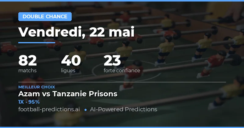 Analyse des marchés Double Chance pour le week-end du 22 mai 2026