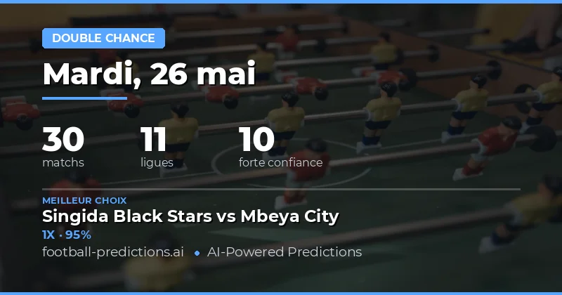 Pronostics Double Chance pour les matchs du 26 mai 2026