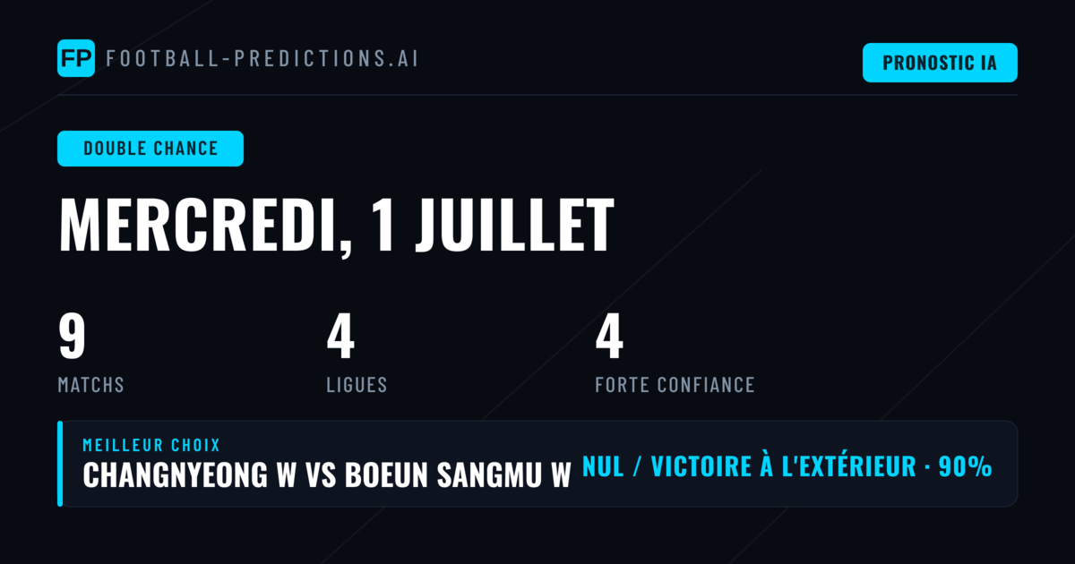 Top Pronostics DC pour le 1 Jul 2026