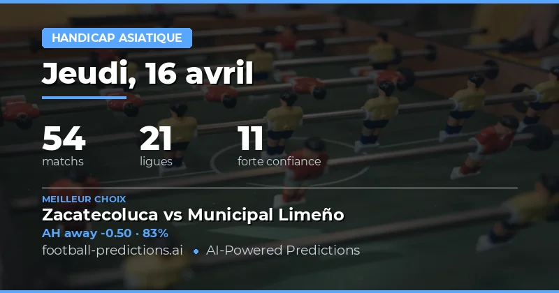 Prédictions pour le Handicap Asiatique du 16 avril 2026