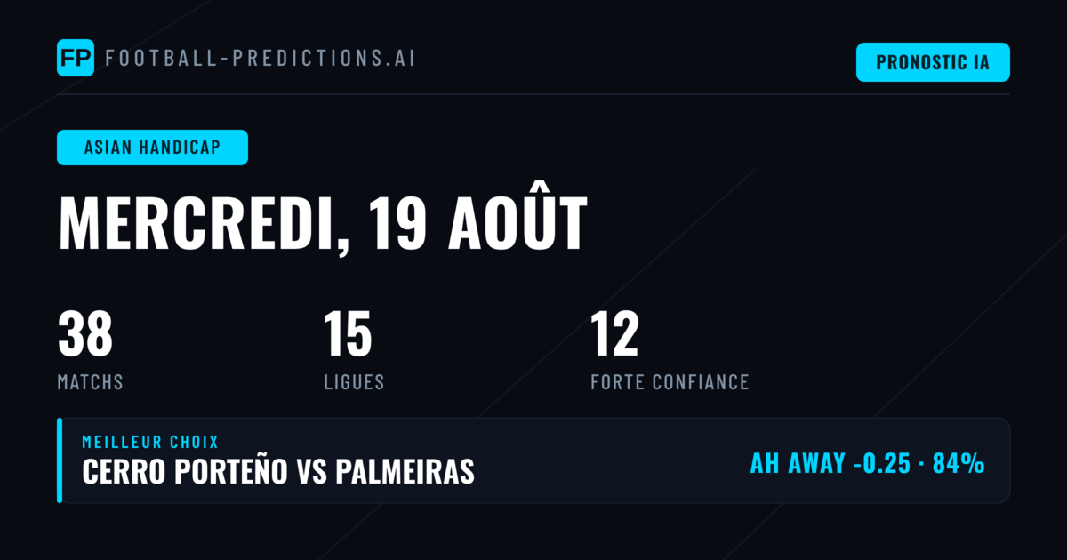 Meilleurs Picks AH du 19 août 2026
