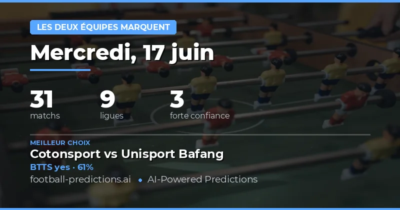 Meilleurs Picks BTTS — 17 juin 2026
