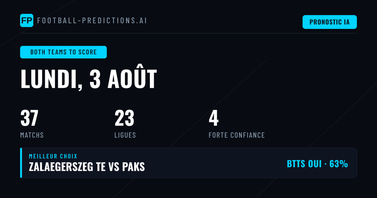 Meilleurs paris BTTS pour le 3 août 2026
