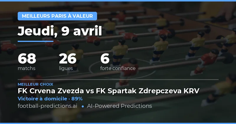 Prédictions de paris : une sélection stratégique pour le 9 avril 2026