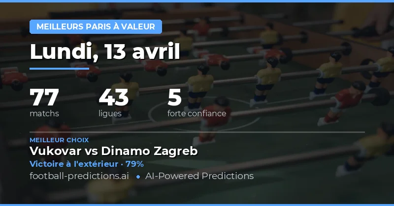 Pronostics Valeur Sûre : Analyse des matchs clés du 13 avril 2026