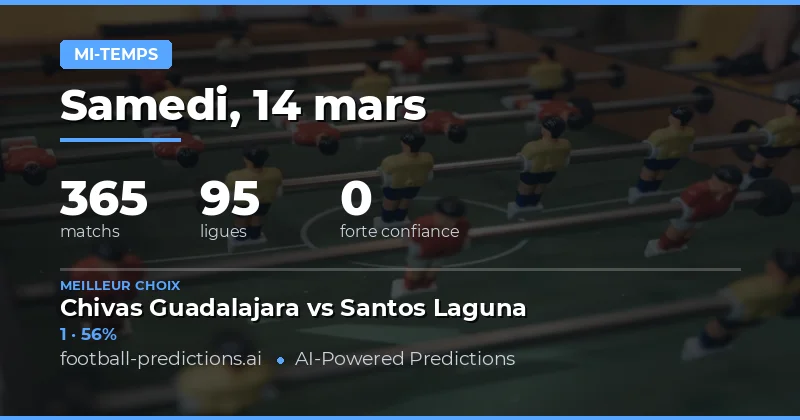 Mi-temps: pronostics 14 mars 2026