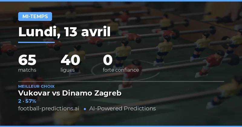 Prédictions pour le match de la mi-temps du 13 avril 2026