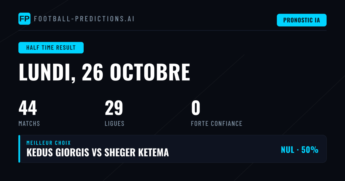 Mi-temps — Pronostics & Conseils Foot — Lundi, 26 octobre, 2026