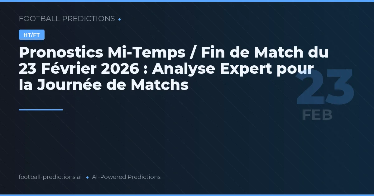 Pronostics Mi-Temps / Fin de Match du 23 Février 2026 : Analyse Expert pour la Journée de Matchs