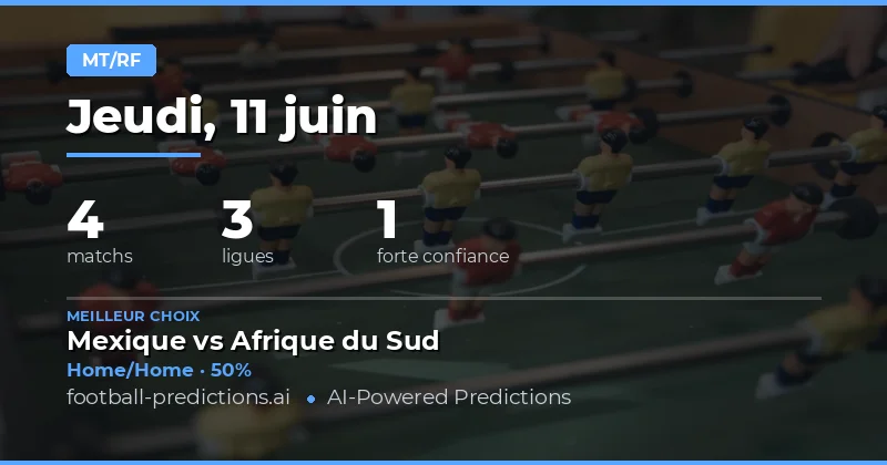 Top HT/FT Picks — 11 juin 2026