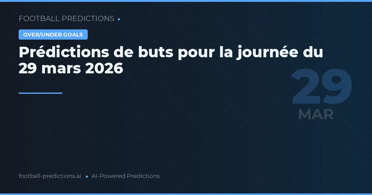 Prédictions de buts pour la journée du 29 mars 2026