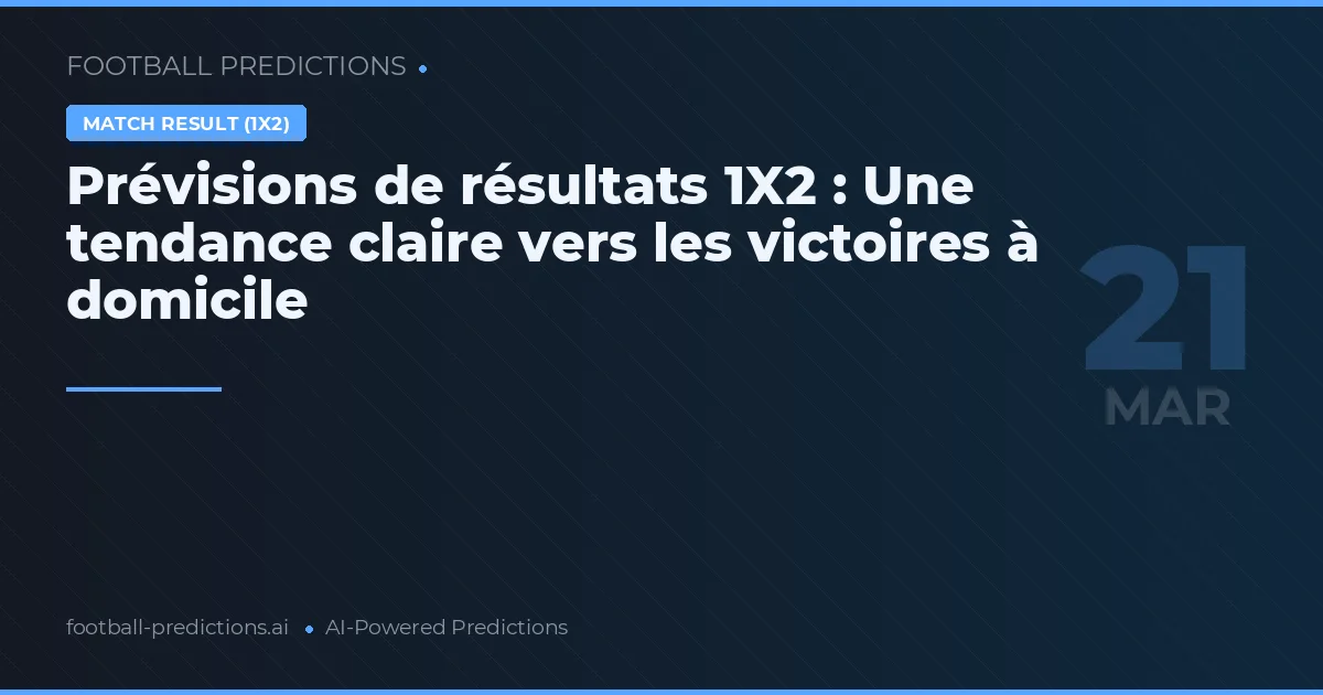 Prévisions de résultats 1X2 : Une tendance claire vers les victoires à domicile