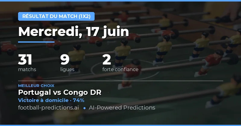 Sélection 1X2 du jour (17 Jun 2026)