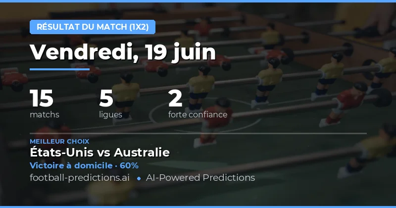 Meilleurs Picks 1X2 pour le 19 juin 2026