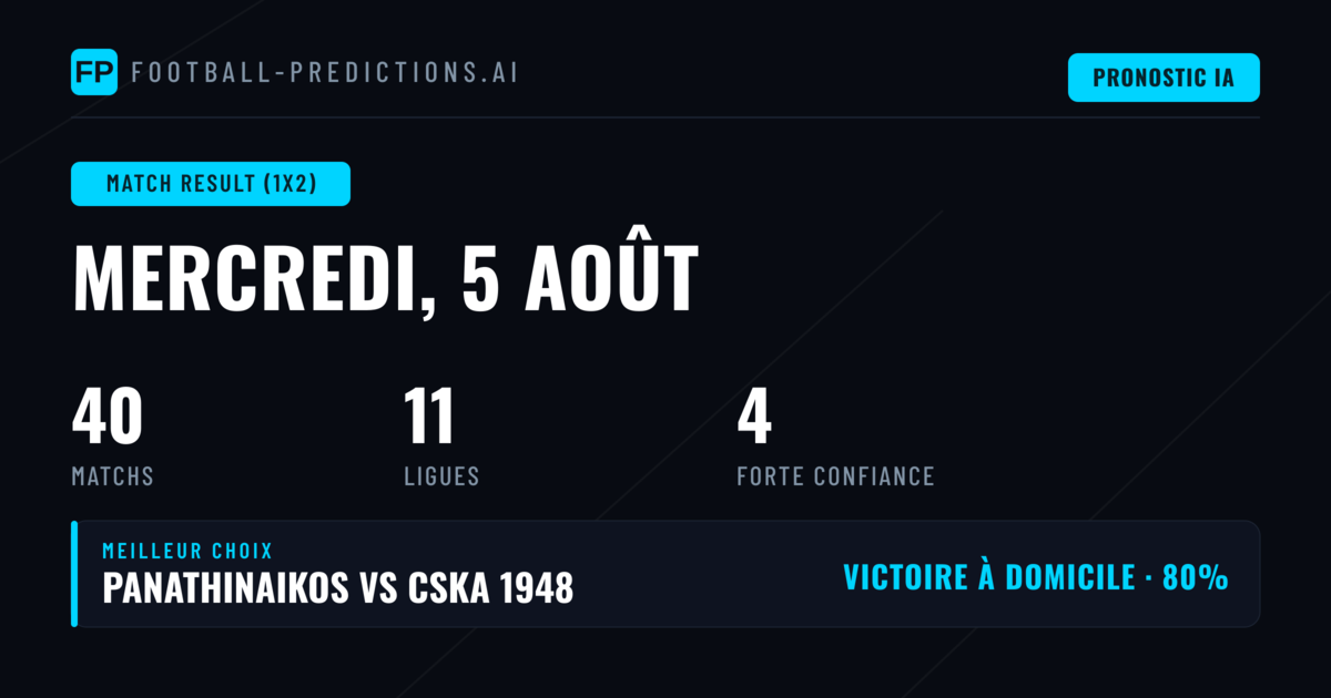 Top Picks 1X2 — 5 août 2026