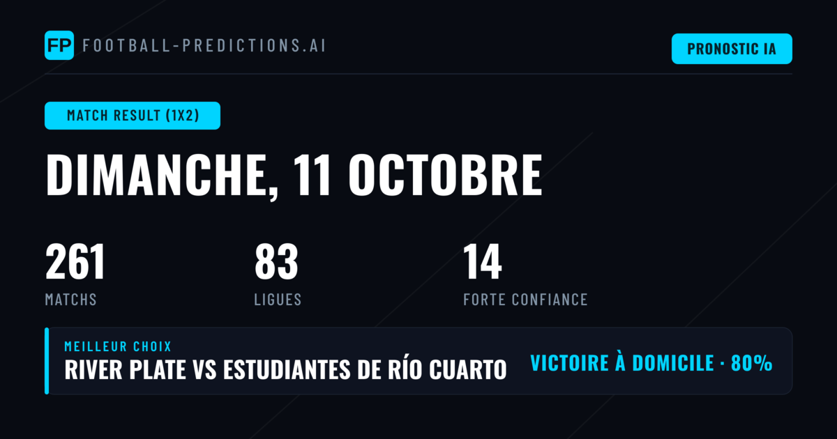 Meilleurs Paris 1X2 (11 Oct 2026)