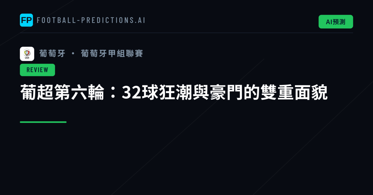 葡超第六輪:32球狂潮與豪門的雙重面貌