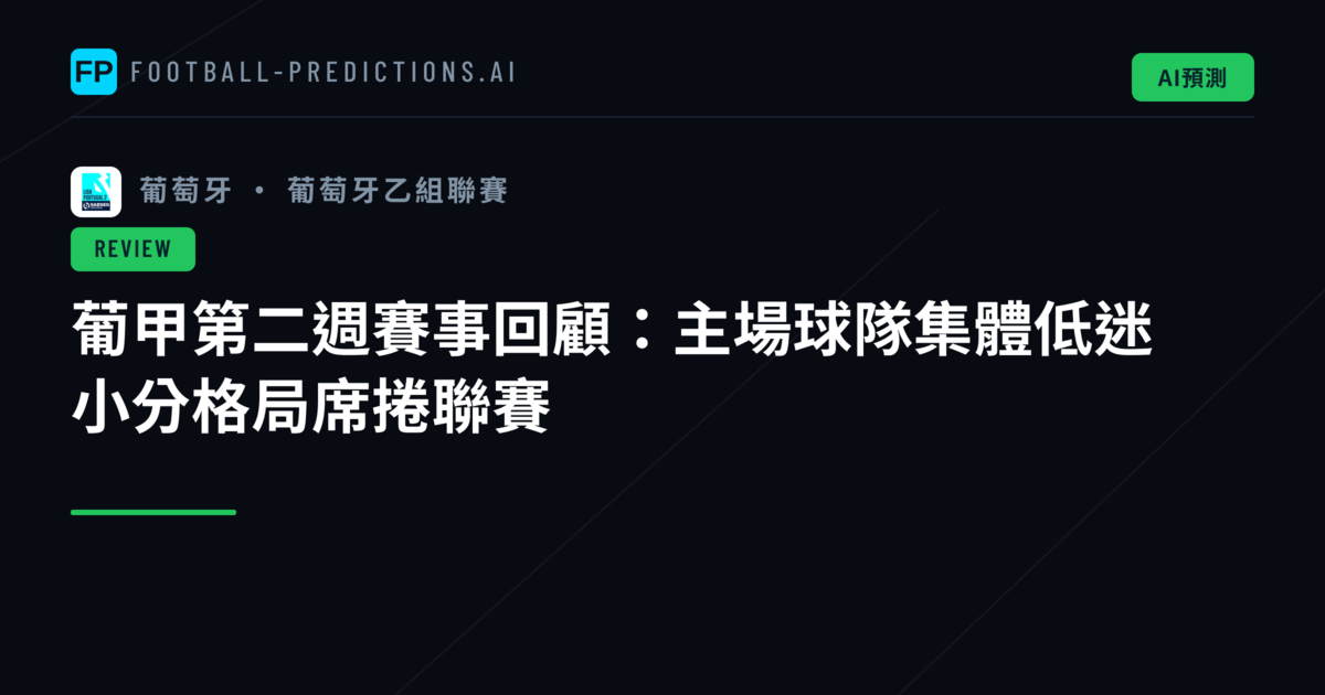 葡甲第二週賽事回顧：主場球隊集體低迷　小分格局席捲聯賽