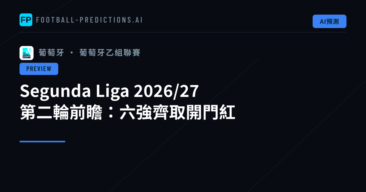 Segunda Liga 2026/27 第二輪前瞻:六強齊取開門紅
