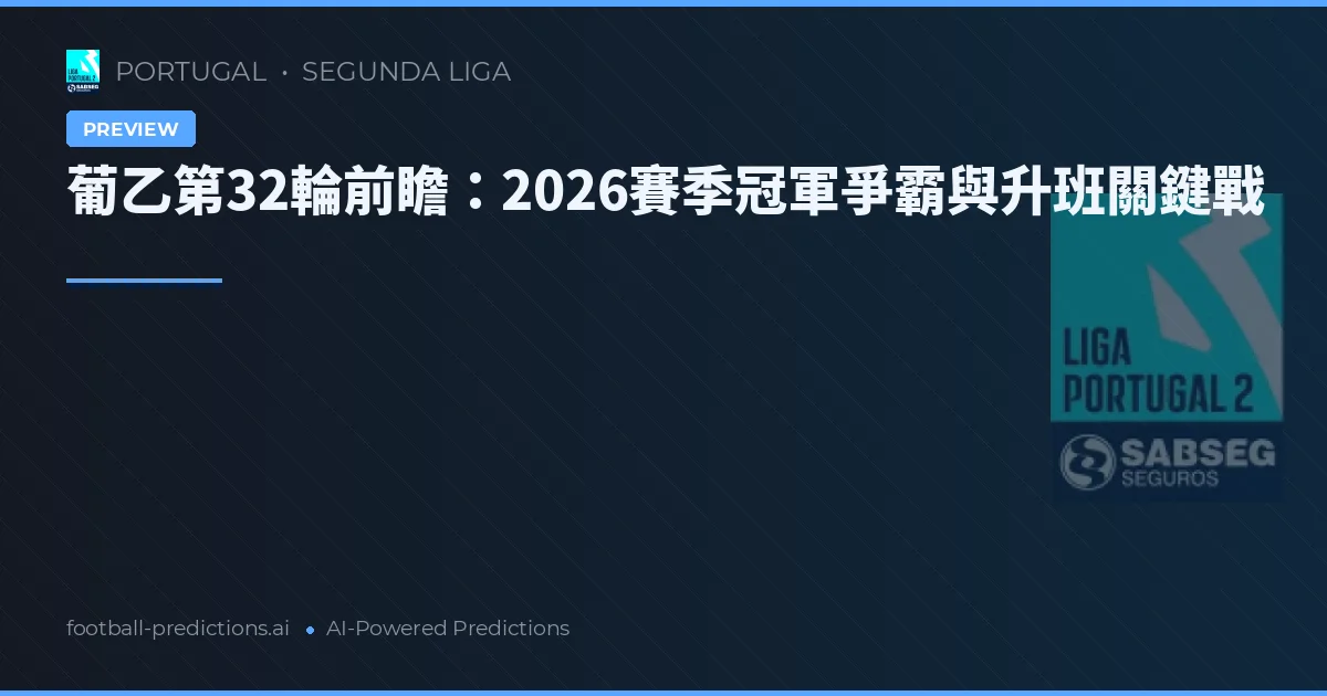 葡乙第32輪前瞻：2026賽季冠軍爭霸與升班關鍵戰