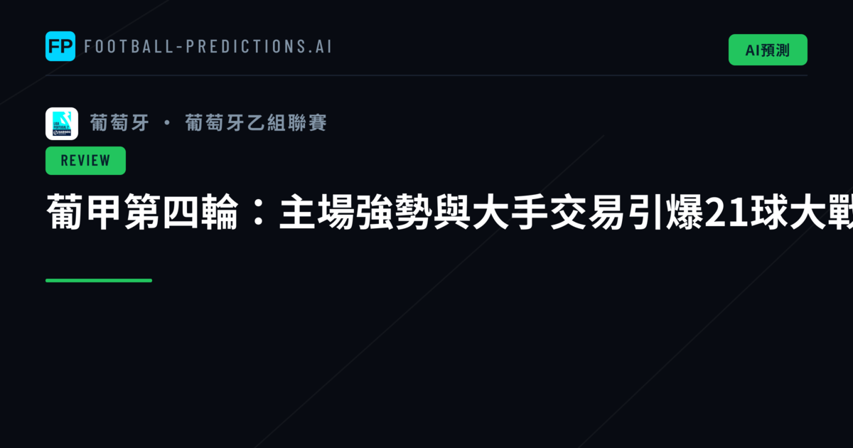 葡甲第四輪：主場強勢與大手交易引爆21球大戰