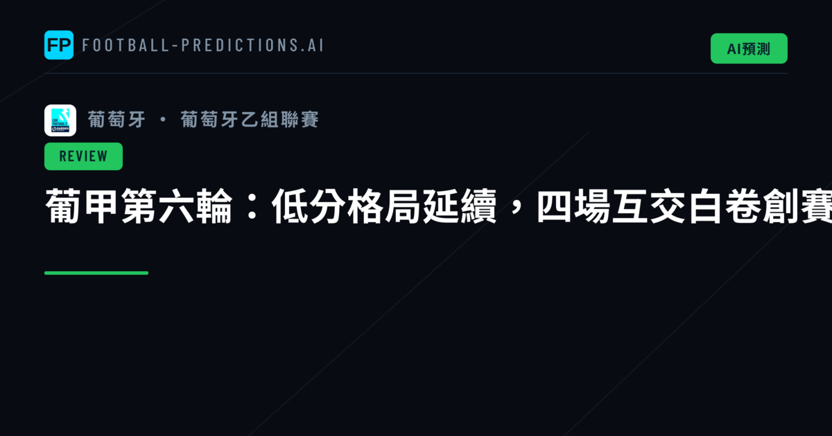 葡甲第六輪:低分格局延續,四場互交白卷創賽季亮點