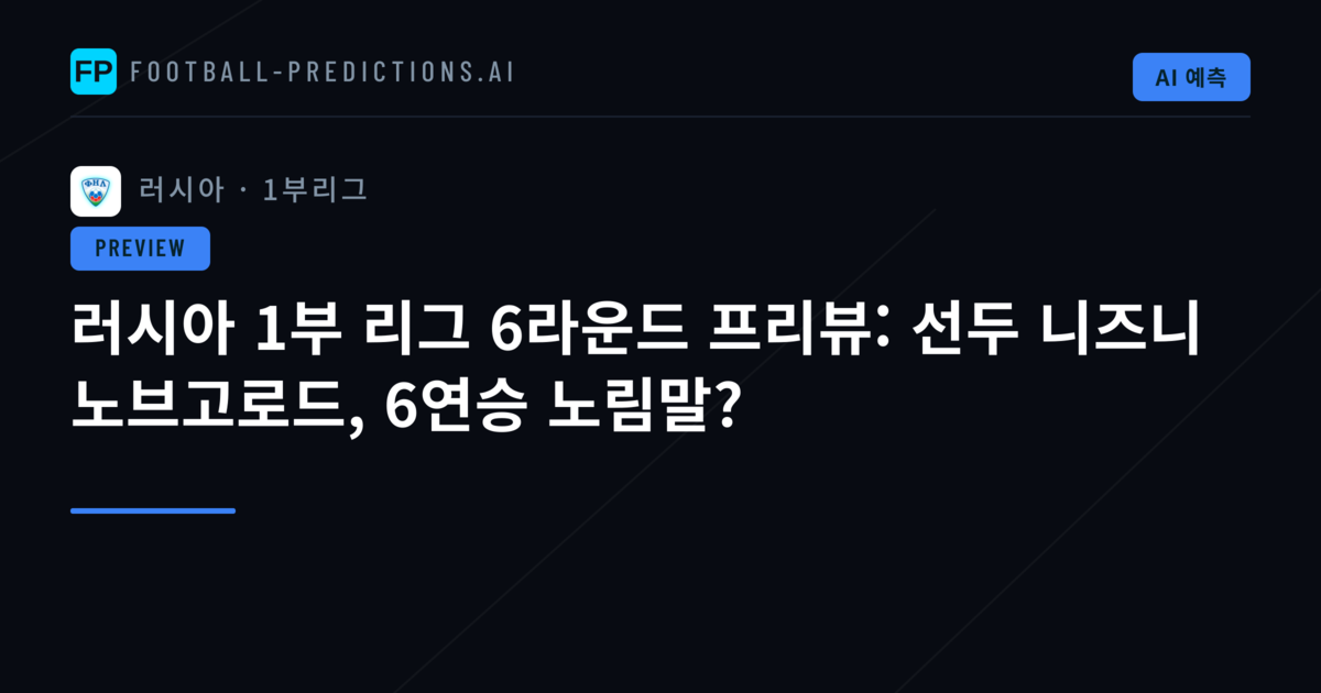 러시아 1부 리그 6라운드 프리뷰: 선두 니즈니 노브고로드, 6연승 노림말?