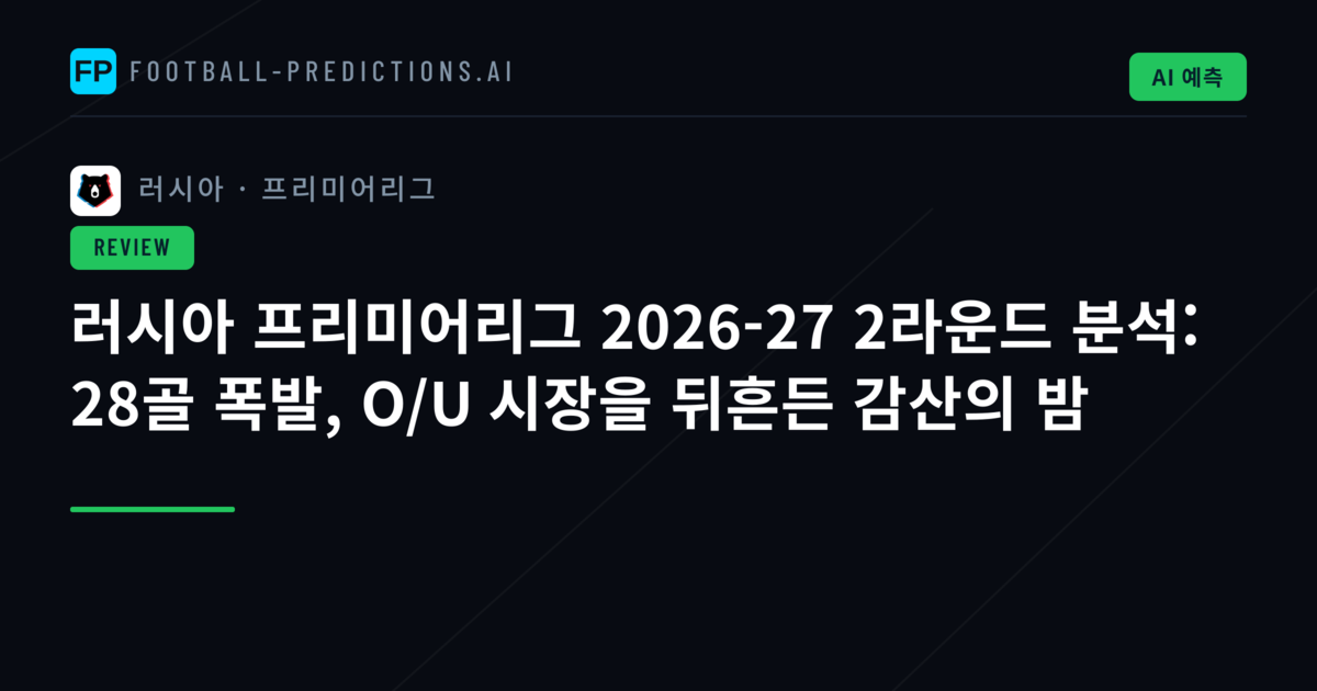 러시아 프리미어리그 2026-27 2라운드 분석: 28골 폭발, O/U 시장을 뒤흔든 감산의 밤