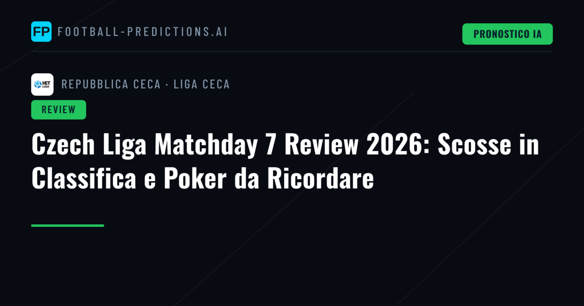 Czech Liga Matchday 7 Review 2026: Scosse in Classifica e Poker da Ricordare