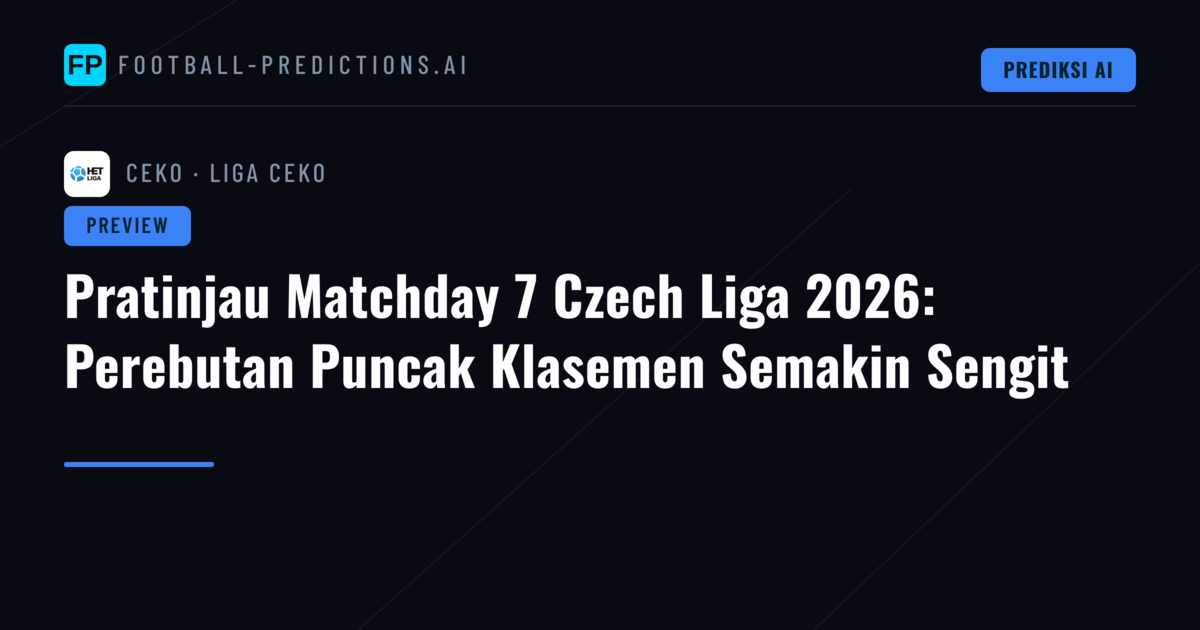 Pratinjau Matchday 7 Czech Liga 2026: Perebutan Puncak Klasemen Semakin Sengit